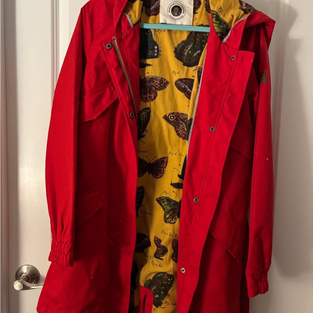 Red Women's Jacket with Butterfly Lining
